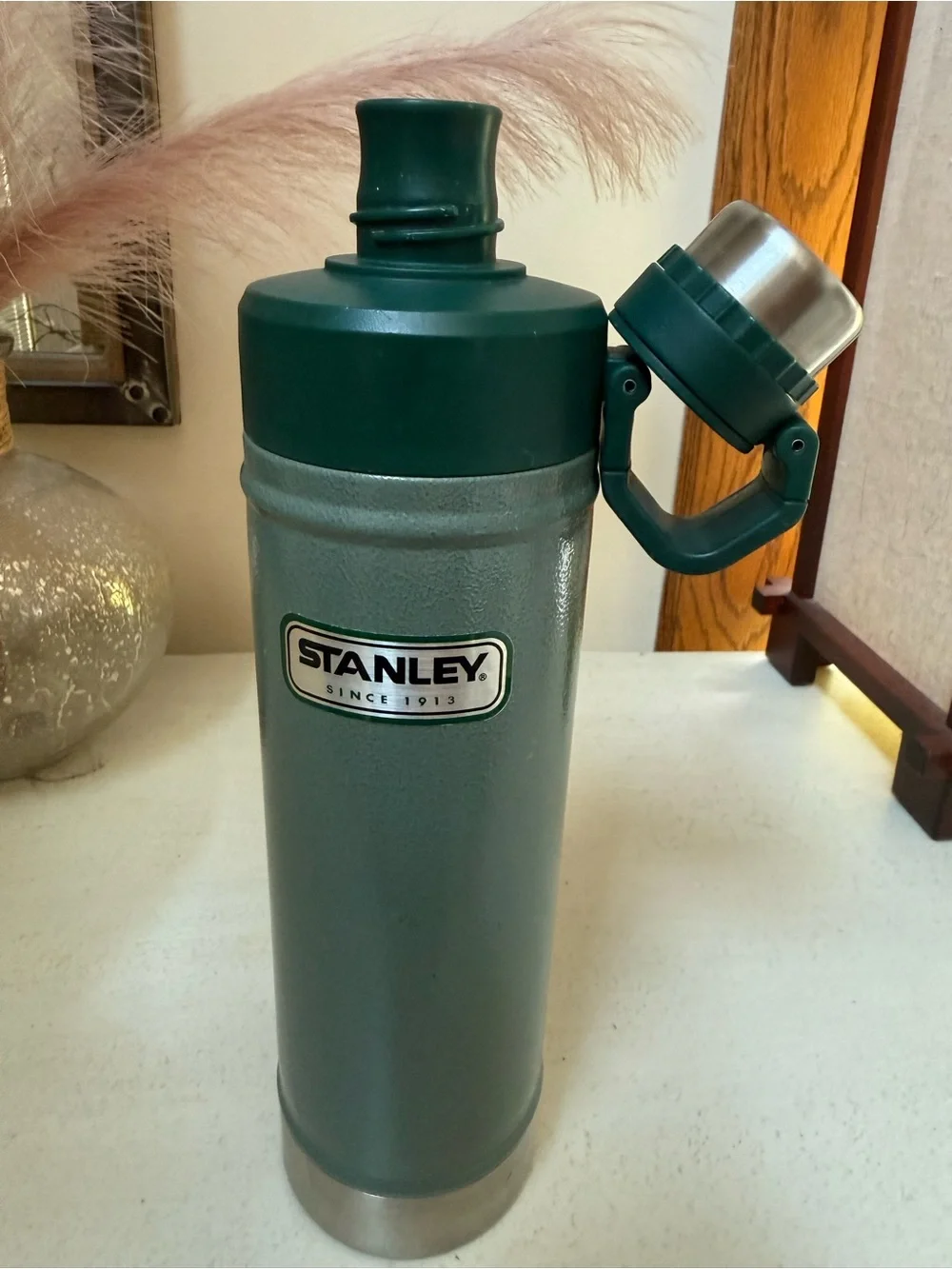 Stanley Green Stainless Vacuum Flask with Dark Green Cap - Picture 6 of 11